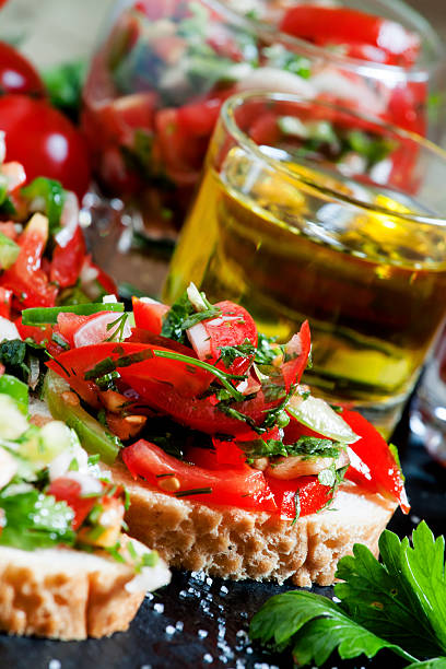 istock Italian bruschetta with tomato, onion and bell pepper 480456694