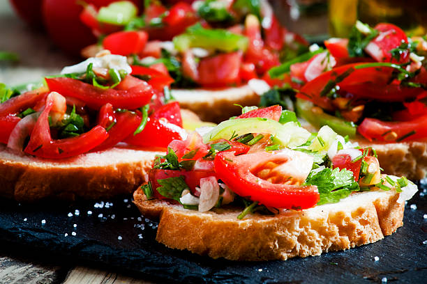 istock Italian bruschetta with tomato, onion and bell pepper 480456838