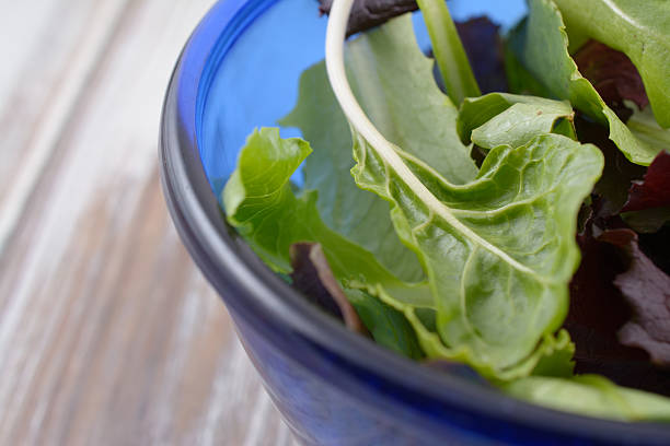 istock Blue Bowl of Spring Mix Salad 480461670