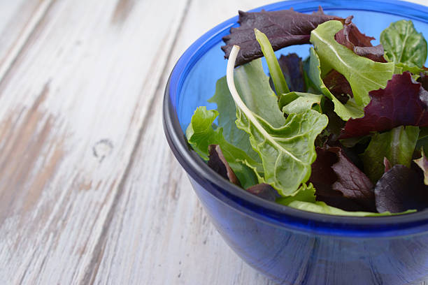 istock Blue Bowl of Spring Mix Salad 480461718