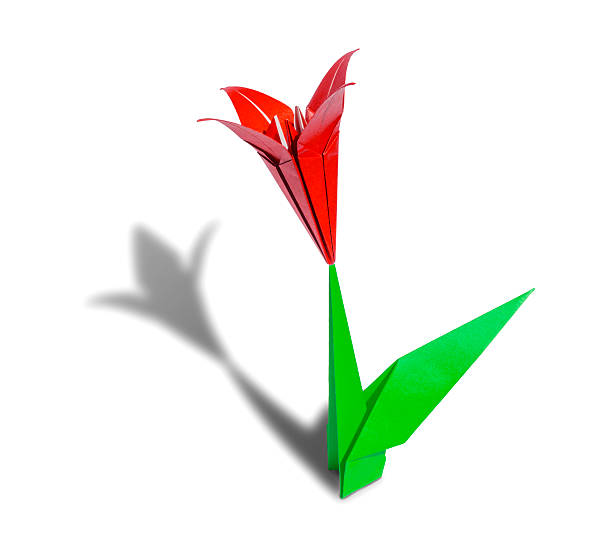 istock Red Origami flower lily isolated 480462121
