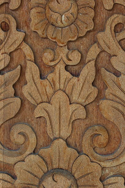 istock Carved wood wall close 480462246