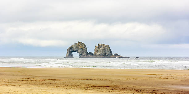 Twin Rocks at Rockaway Beach stock photo