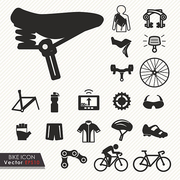 illustrazioni stock, clip art, cartoni animati e icone di tendenza di bici parte icona strumenti e apparecchiature - shoe repairer illustrations