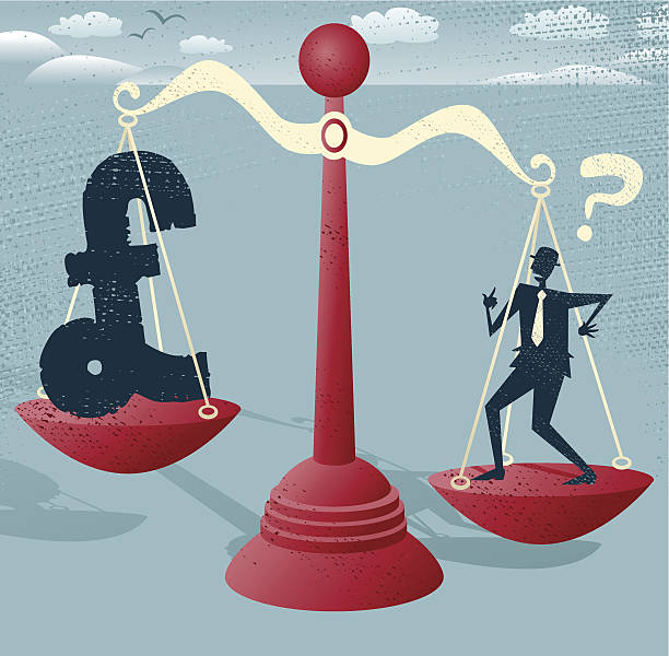 istock Abstract Businessman and Pound Sign balance on giant scales. 480467941