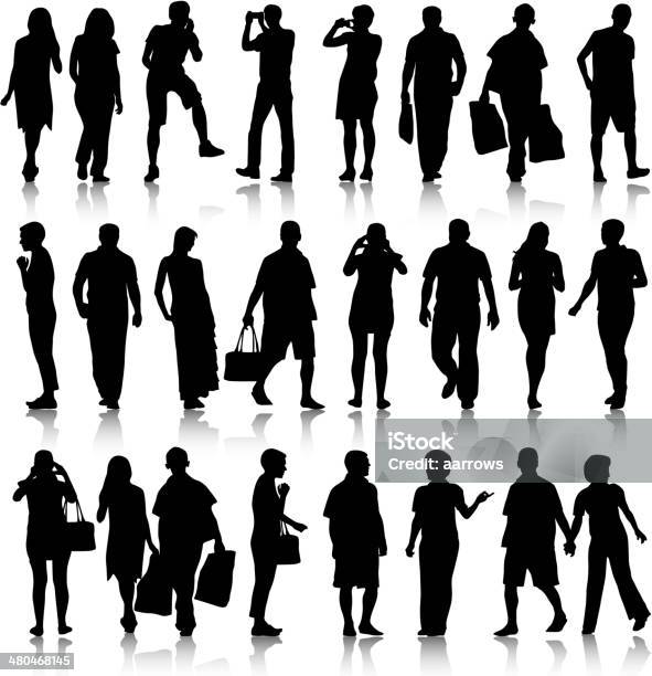 Silhouettes Of Beautiful Mans And Womans Stock Illustration - Download Image Now - Activity, Adult, Authority