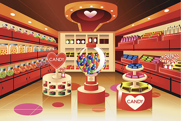 Grocery store: candy section A vector illustration of candy section in grocery store supermarket aisles vector stock illustrations