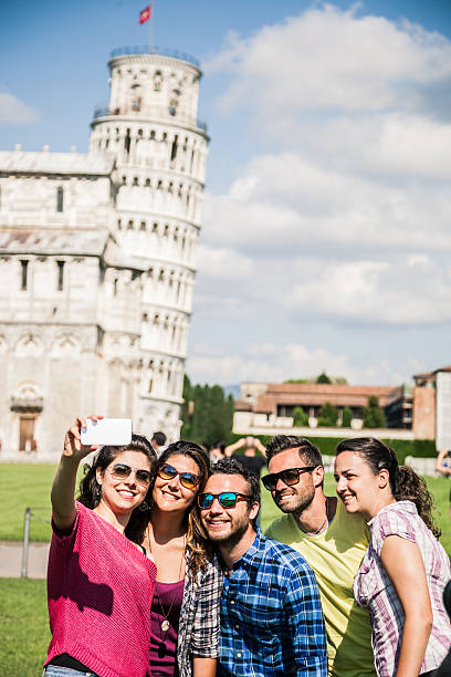 istock Young tourists having a selfie in Pisa 480469016