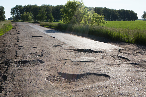 Broken fabric of rural roads in the Omsk region.