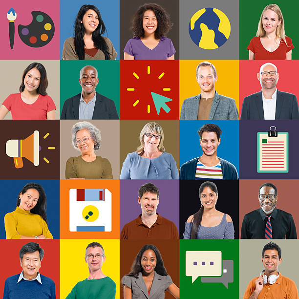 istock Multiethnic People Colorful Smiling Portrait Technology Concept 480469598