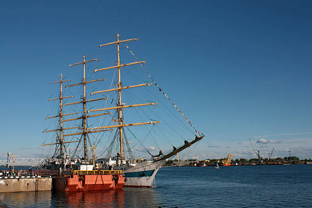 istock three-masted schooner moored to the dock 480472718