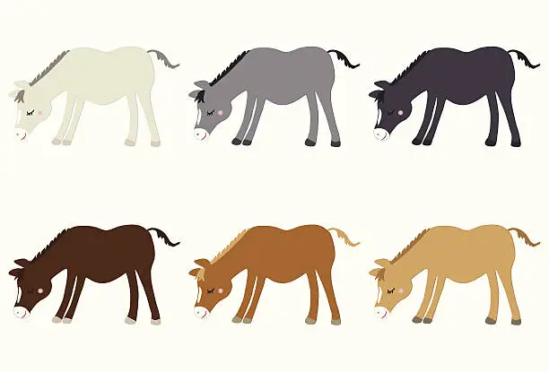 Vector illustration of Horses  of various colors