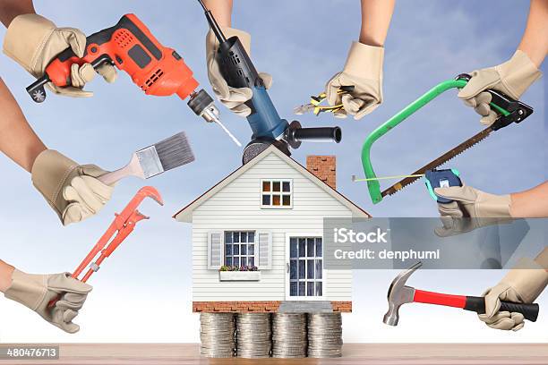 Selection Of Tools Shape Stock Photo - Download Image Now - Repairing, Home Interior, Service