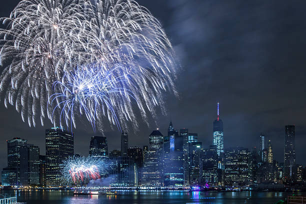 istock Independence Day With Fireworks in New York City 480476956