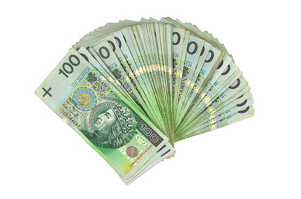 banknotes a lot of polish money isolated on white background polish zloty stock pictures, royalty-free photos & images