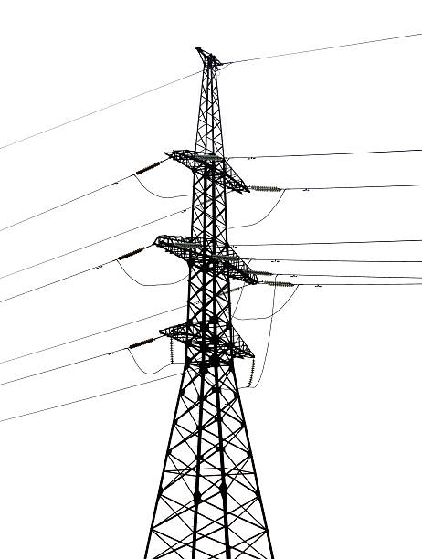 istock single dark electrical steel pylon isolated on white 480483387