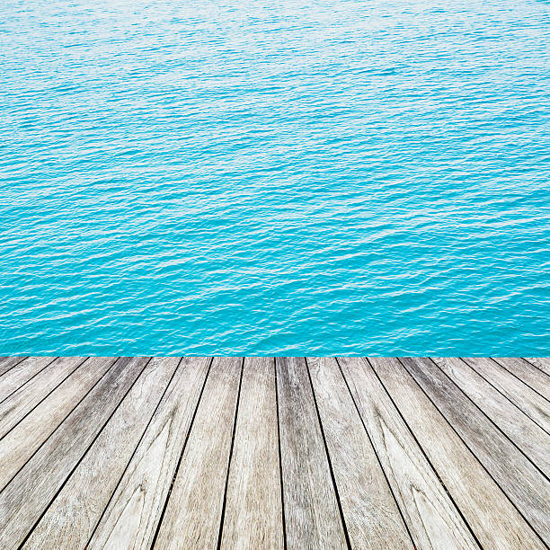 istock Wood, blue sea and sky background 480483639