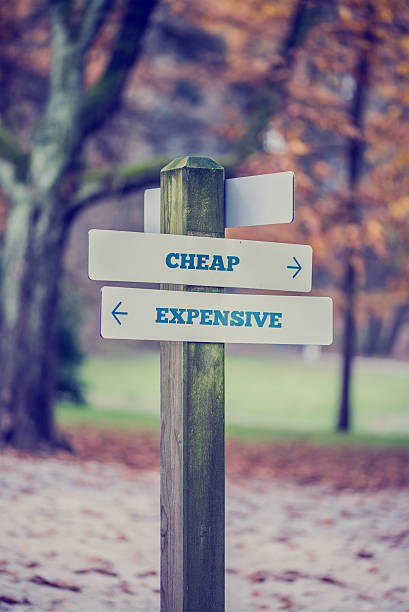 istock Rural signboard with two signs saying - Cheap - Expensive 480487230
