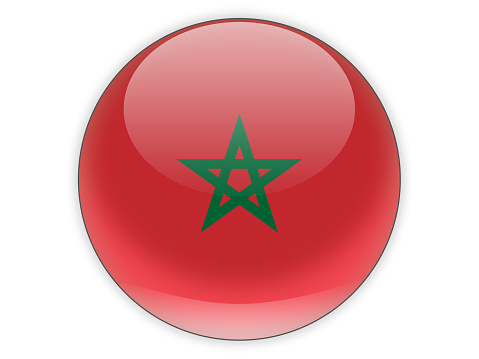 Round icon with flag of morocco isolated on white