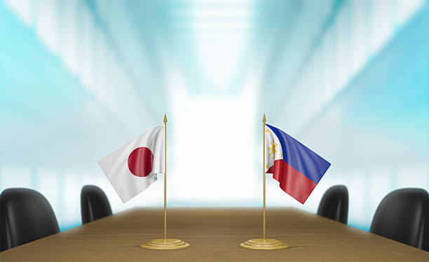 istock Japan and Philippines relations and trade deal talks 3D rendering 480493426