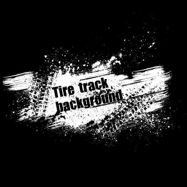czarny ślad opony tło grunge - tire track transportation track dirt stock illustrations