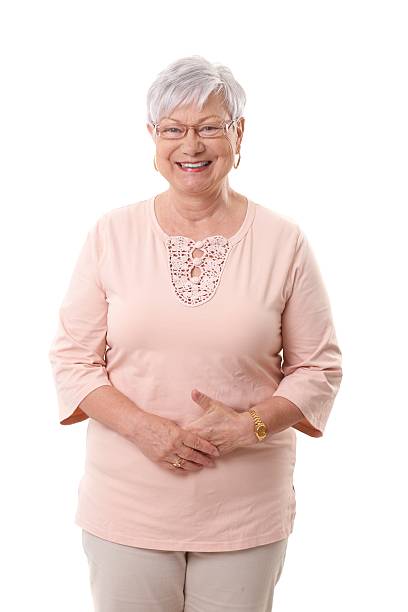 Portrait of happy mature woman stock photo
