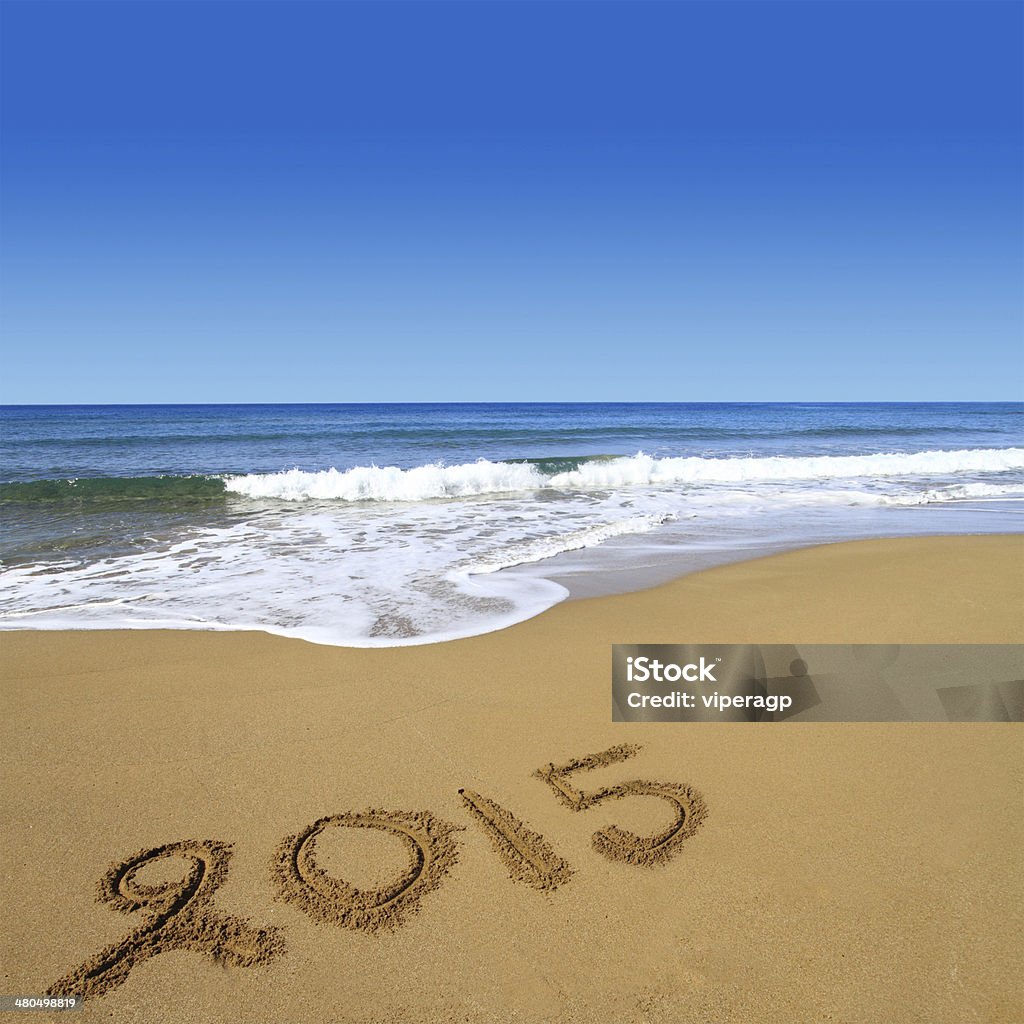 2015 written on sandy beach 2015 Stock Photo