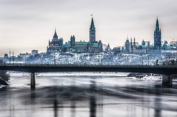 Parliament of Canada in Winter stock photo