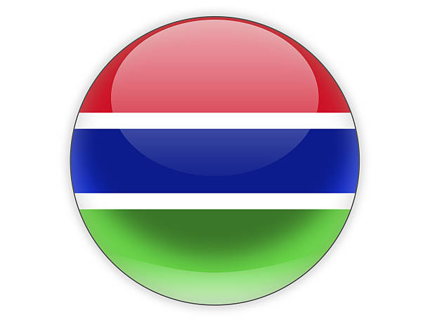 National Flag of Gambia . Button Style .  Isolated