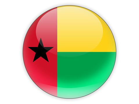 Round icon with flag of guinea bissau isolated on white