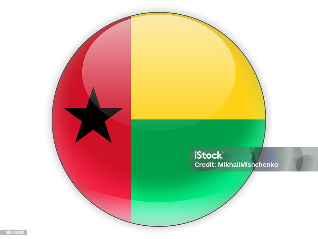 Round icon with flag of guinea bissau Round icon with flag of guinea bissau isolated on white 2015 Stock Photo