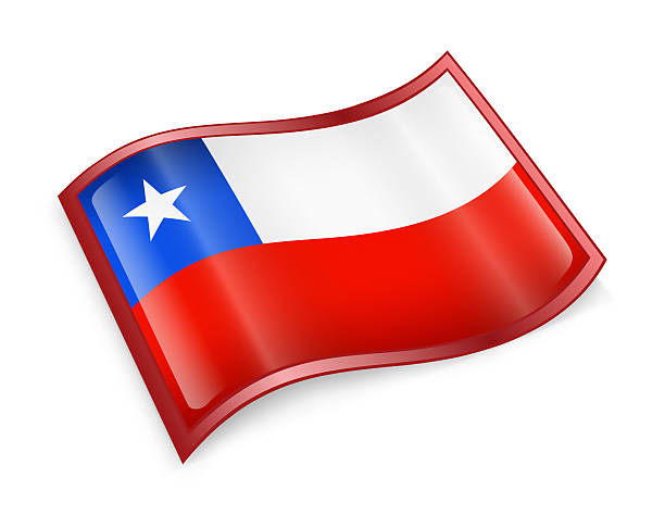 chile-flagge symbol isoliert auf weißem hintergrund. - government computer icon glass shiny stock-grafiken, -clipart, -cartoons und -symbole