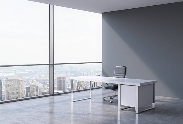 istock workplace in a modern corner panoramic office in New York 480499938