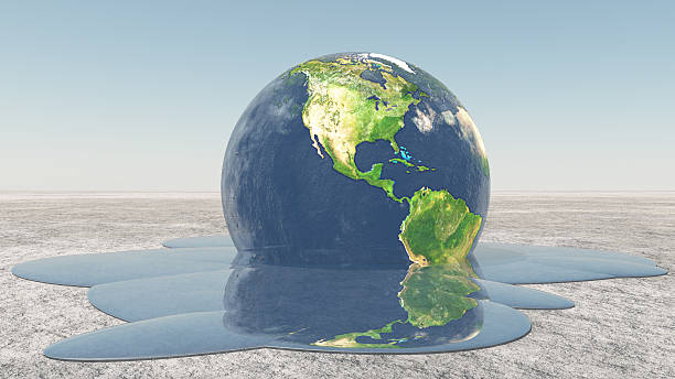terra in acqua di fusione - cambiamenti climatici illustrazioni foto e immagini stock