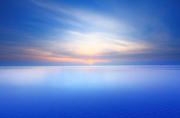 istock Blue sea and sky at sunset 480500481