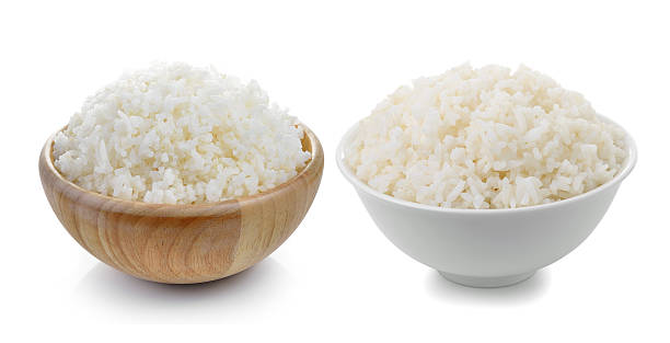 istock rice in a white bowl and wood bowl 480500574