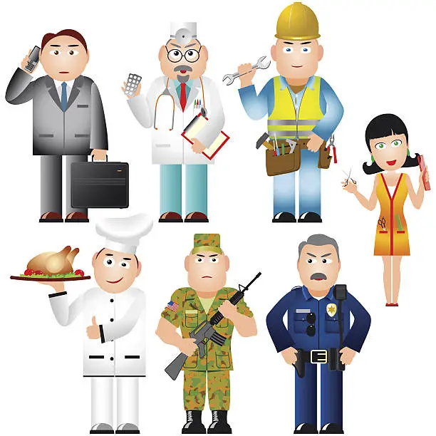 Vector illustration of People professions occupations