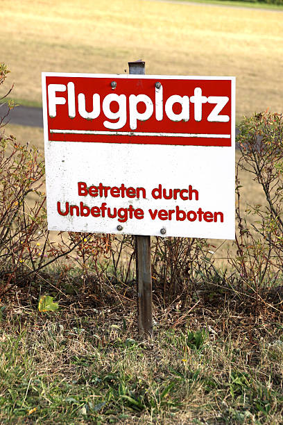 istock Sign airfield trespassing by unauthorized 480503422