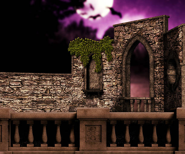 istock Balcony in the Castle at Night 480507157