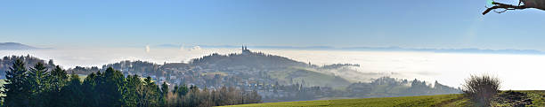 Pöstlingberg near Linz/Austria on a foggy day. stock photo