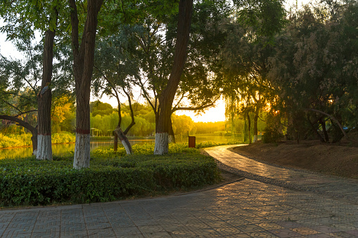 Morning time at Zhongshan Park of Yin Chuan, Ningxia province, China.