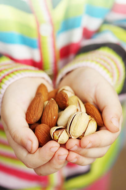 almonds and pistachios stock photo