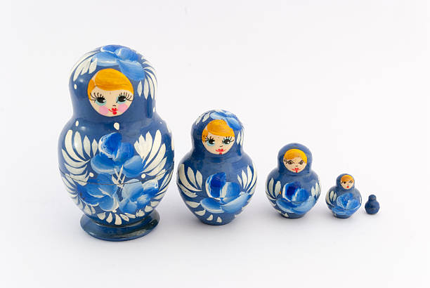 흰색 배경의 마트료시카 - doll russian nesting doll nested family 뉴스 사진 이미지