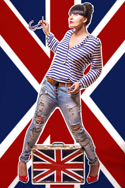 istock The model is a woman on a British flag background 480511880