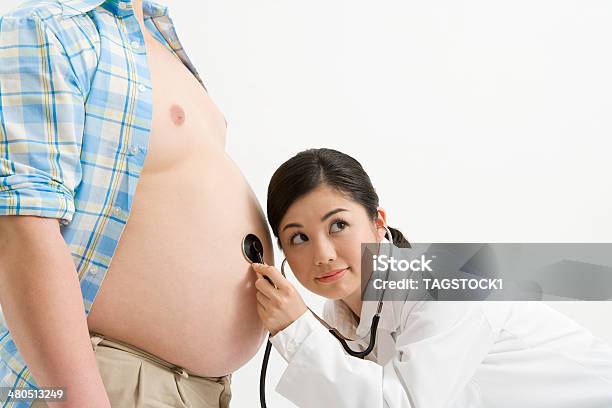 Obese Man And Doctor Stock Photo - Download Image Now - Overweight, Obesity, Abdomen