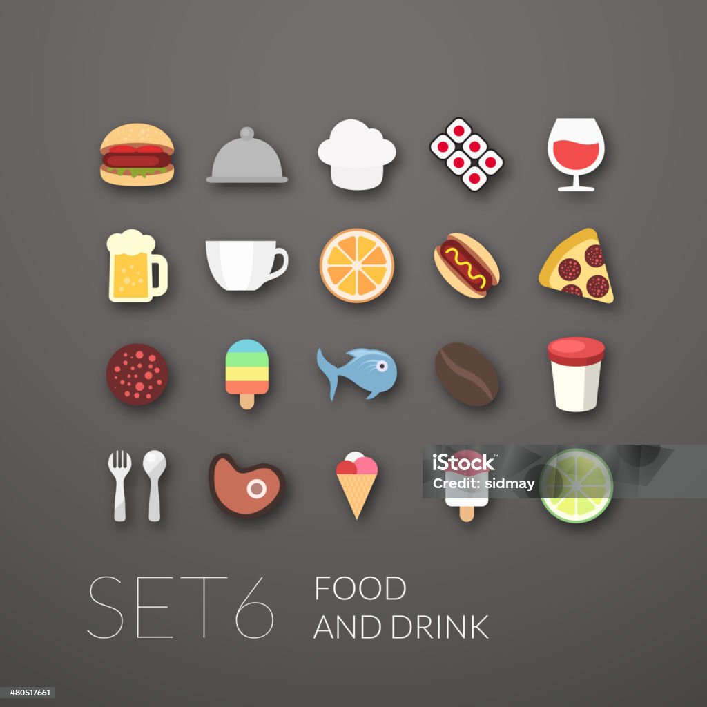 Flat icons set Flat icons set 6 - food and drink collection Application Form stock vector