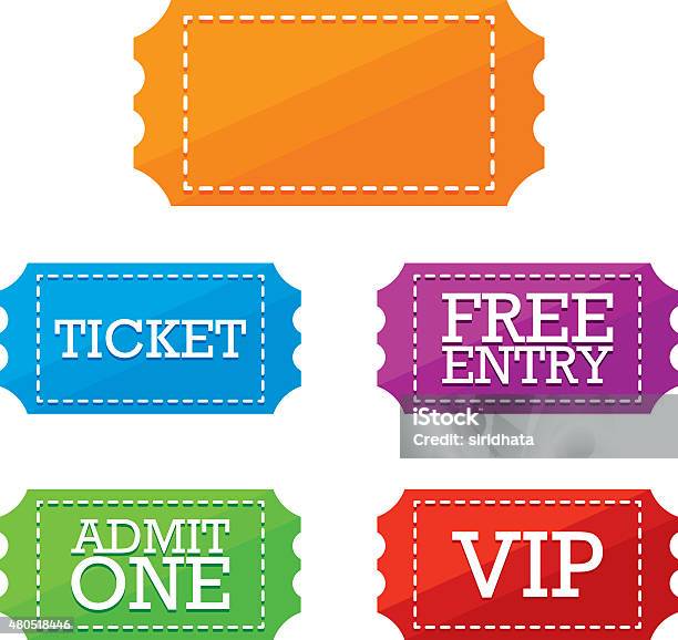 Colorful Ticket Vector Labels Stock Illustration - Download Image Now - Free of Charge, Ticket, Vector