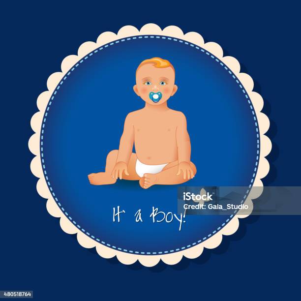 Its A Boy Card Or Background Stock Illustration - Download Image Now - 2015, Blue, Boys