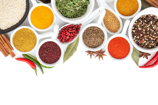 Various spices selection. Isolated on white background