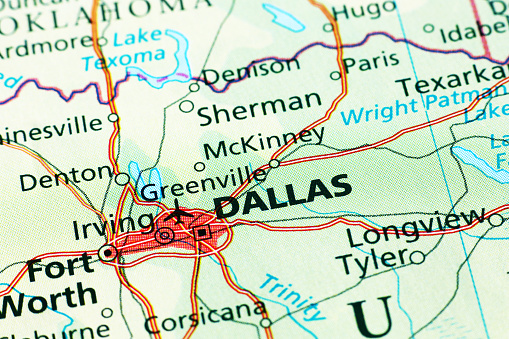 Dallas area in a map